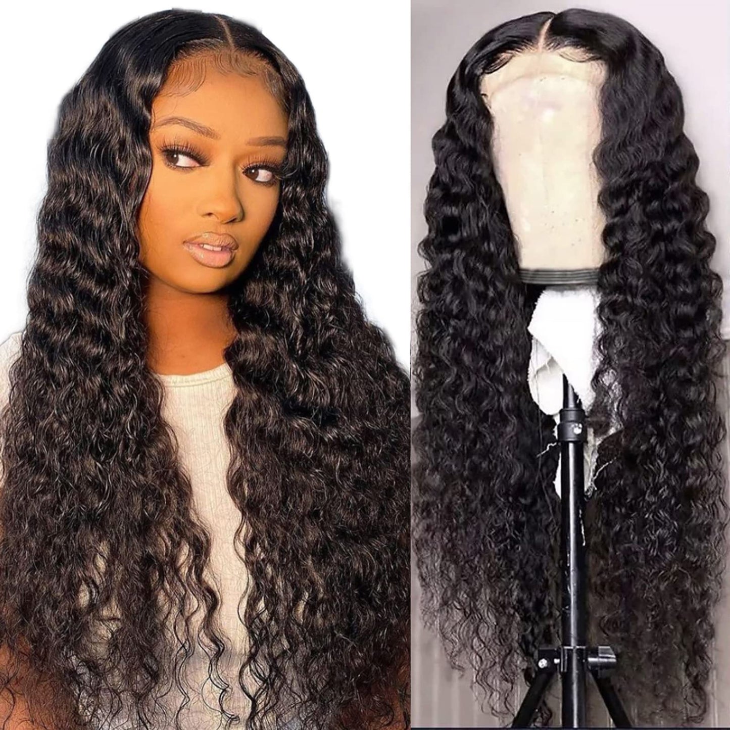 5 x 5 Transparent Lace Closure Wig 18in - Deep Wave